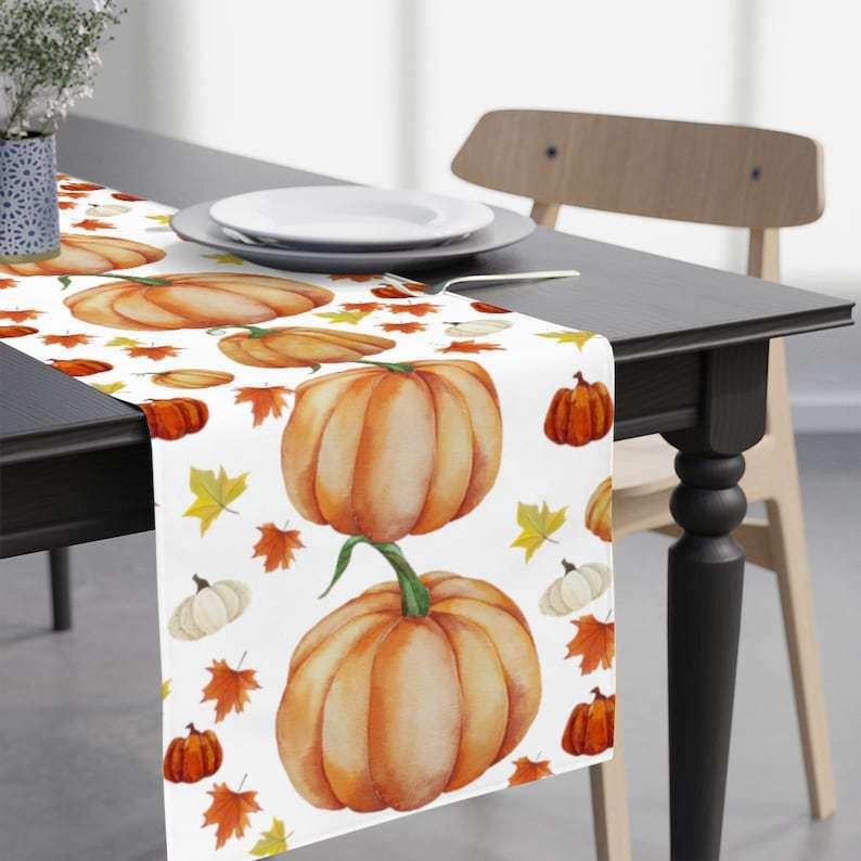 テーブルランナー ポリエステル製 モダン シンプル 秋冬 感謝祭 南瓜 パンプキン プリント 柄 リビング..