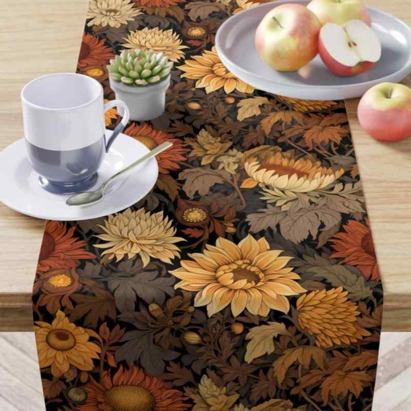 テーブルランナー 秋 菊の花柄 感謝祭 プリント ポリエステル製 モダン シンプル マルチカラー リビング 寝室 ダイニング 屋外 宴会 パーティー 装飾 デコレーション
