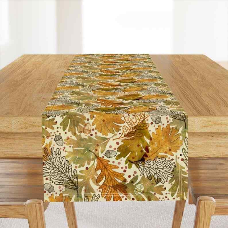 テーブルランナー 秋 紅葉 落ち葉 プリント柄 ポリエステル素材 ダイニング リビング 寝室 宴会 アウトドア デコレーション おしゃれ モダン シンプル