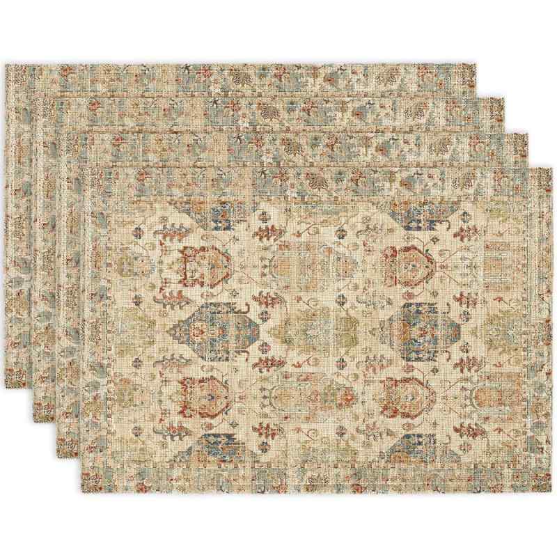 ランチョンマット 北欧風 ボヘミアン風 おしゃれ ベージュ ポリエステル製 洗える ダイニング キッチン 食卓用 テーブルマット パーティー(x4)