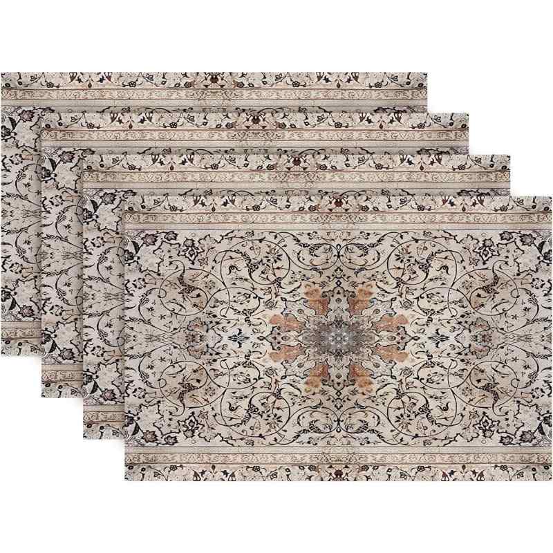 ランチョンマット レトロ ボヘミアン スタイル エレガント アメリカン デザイン ポリエステル製 耐久性 お手入れ簡単 シワになりにくい 季節のパーティー キッチン ダイニング レストラン リビング 30x45cm 1枚(x4)