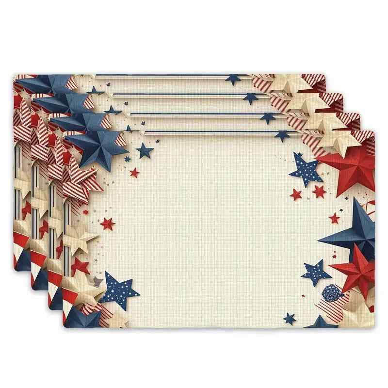 ランチョンマット アメリカ独立記念日 愛国 パーティー 春用 季節柄 ポリエステル製 撥水加工 洗える アメリカンスタイル リビング ダイニング キッチン 書斎 業務用(x4)
