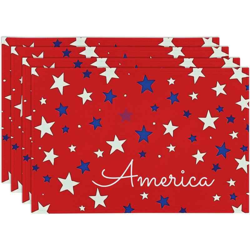 ランチョンマット 春夏 アメリカンスタイル ポリエステル素材 洗える 食卓 ダイニング キッチン リビング 書斎 パーティー用 おしゃれな デザイン(x4)