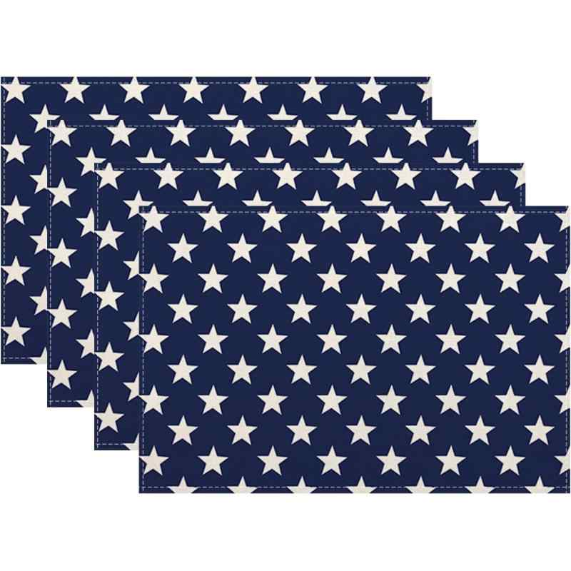 ランチョンマット 季節限定 アメリカン 独立記念日 春 デザイン ポリエステル製 洗える パーティー 食卓 ダイニング リビング レストラン 店舗 業務用 プレースマット 30x45cm(x4)