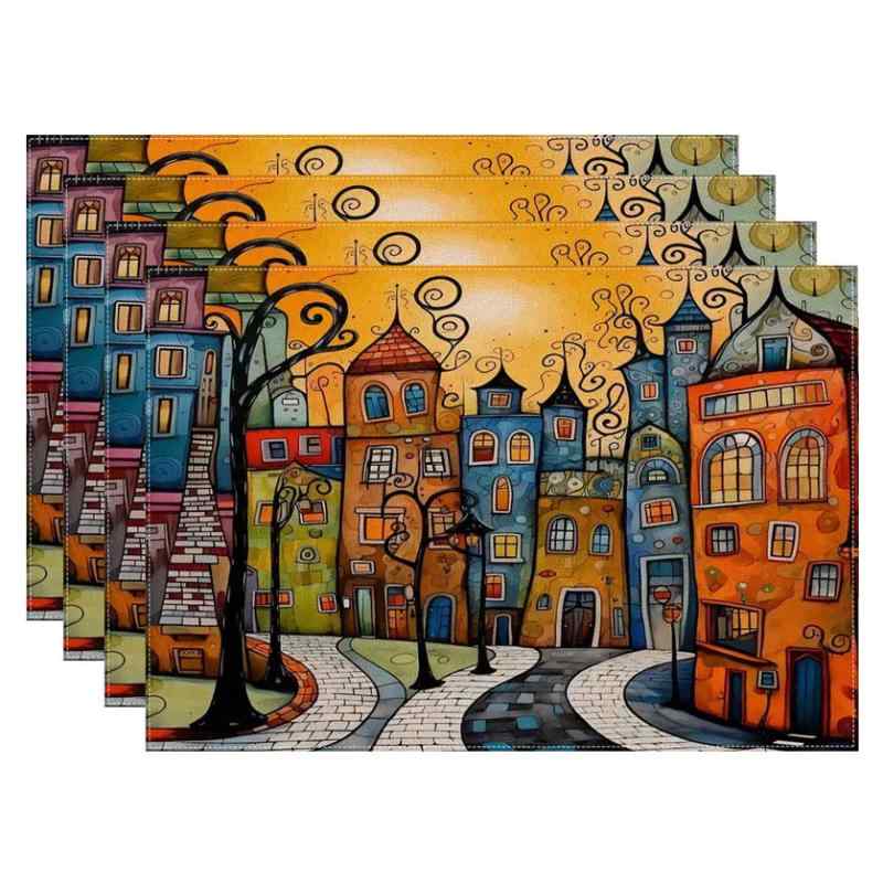 ランチョンマット アメリカ独立記念日 星条旗 国旗 花柄 フラワーデザイン アメリカンスタイル ポリエステル製 お手入れ簡単 洗える 速乾 パーティー イベント 食卓飾り ダイニング キッチン リビング(x4)