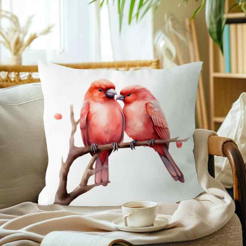 クッション 愛らしい水鳥デザイン リネン 麻 45×45cm 通気性抜群 肌触り快適 リビング ソファ 寝室 オフィス 抱き枕 背当てクッション カバーのみ 豊富なカラーバリエーション