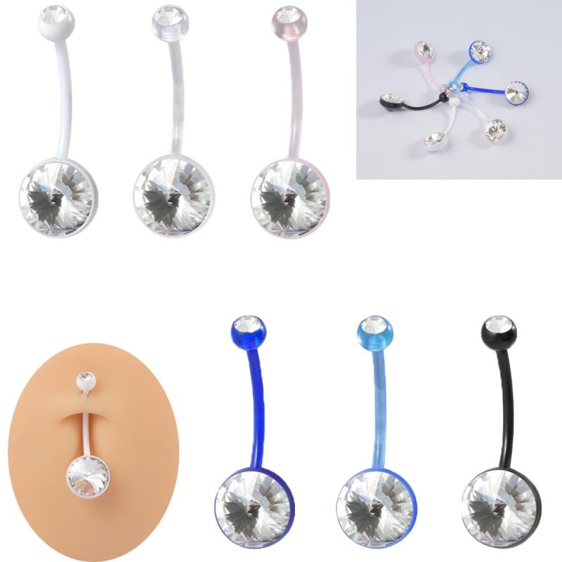 へそピアス 妊婦用 レディース アクリル製 軽量 柔軟 ソフトバー 外ネジ カーブバー シンプルデザイン 欧米風 へそリング 豊富なカラー 多色展開