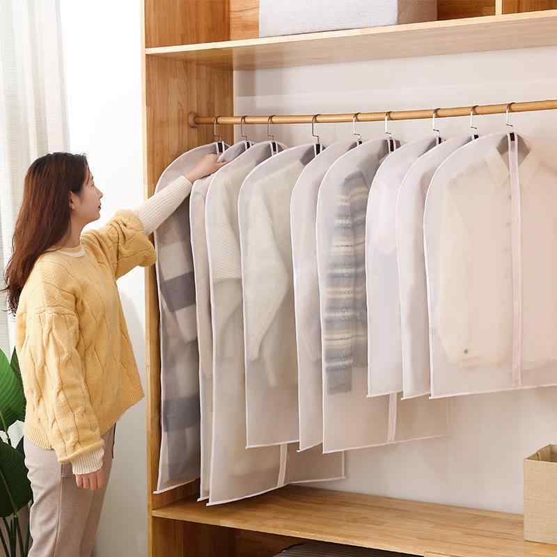 衣類防塵カバー クローゼット収納 スーツ コート用 ファスナー付き EVA素材 透明 洋服カバー 大切な衣類保護 ハンガーラックカバー ホコリ対策(x2)