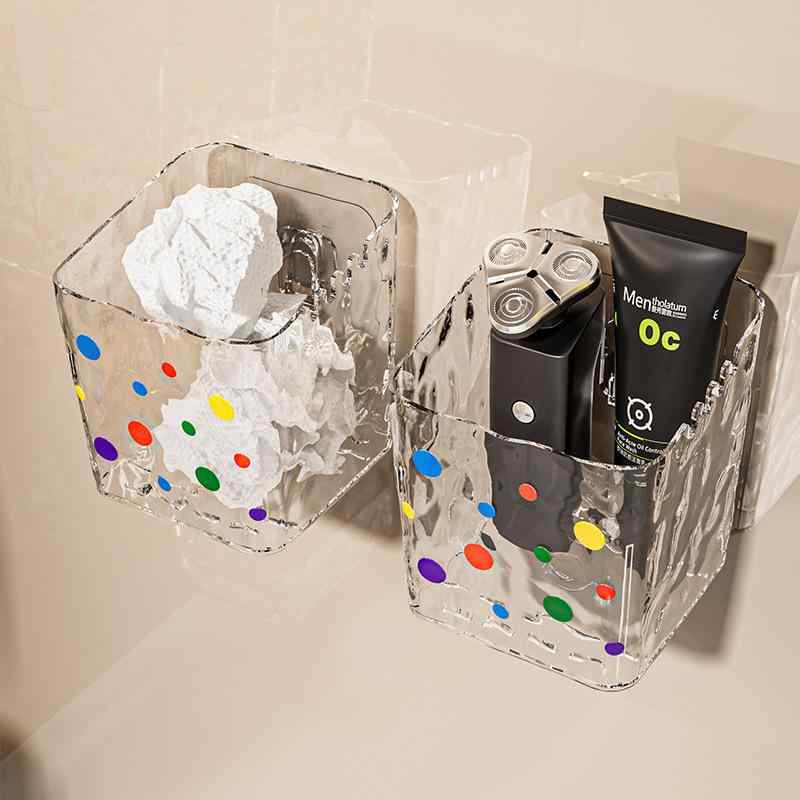 収納バスケット キッチン 壁掛け 多機能 水切り 生姜 ニンニク 薬味入れ プラスチック製 水波紋柄 シン..