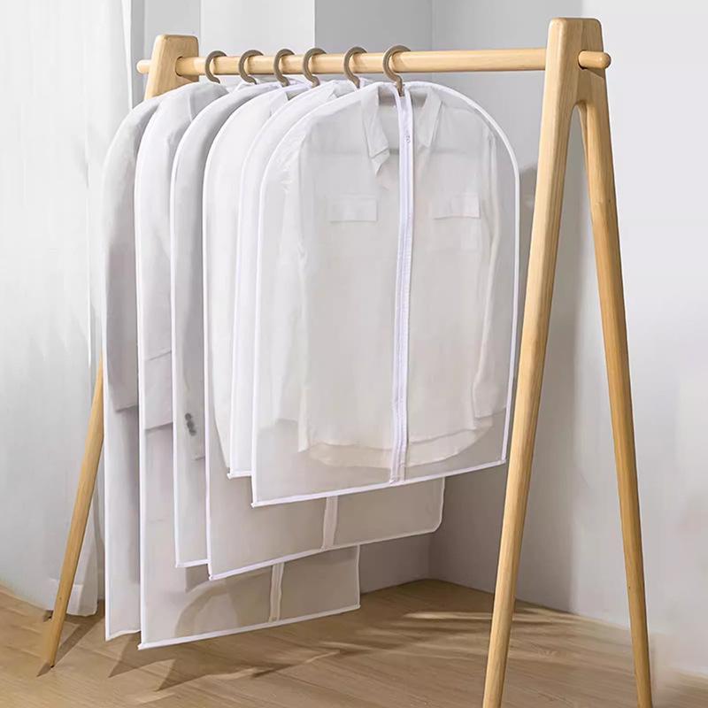 洋服カバー 防塵 湿気対策 ウォッシャブル 水洗いOK PEVA素材 透明 コート スーツ 吊り下げ 衣類収納 ホコリよけ ホワイト 複数サイズ対応