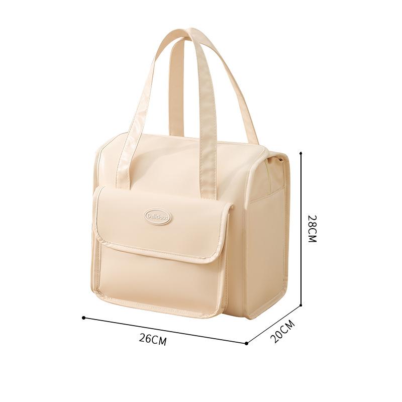 保温保冷ランチバッグ PUレザー 手提げ 厚手 アルミシート 持ち運び 通勤 通学 オフィス 大人 お弁当 シンプル おしゃれ かわいい グレー グリーン ベージュ