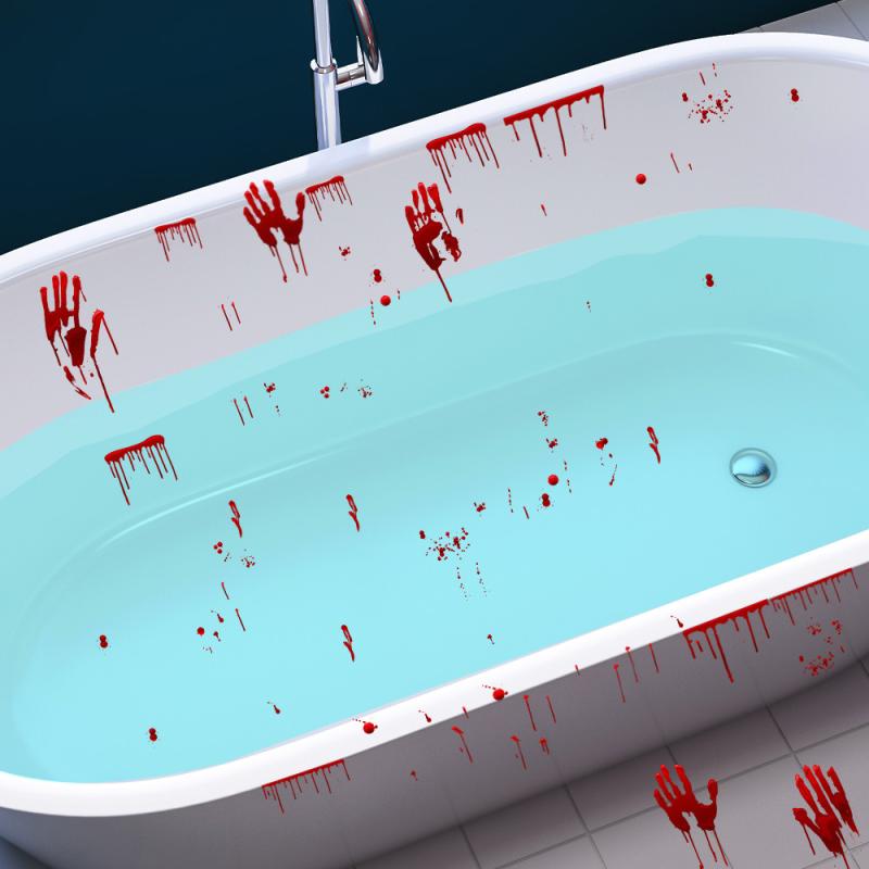 バスタブステッカー ハロウィン 血の手形 滑り止め 貼るだけ 防水 防カビ 防汚 浴室装飾 お風呂 デコレ..