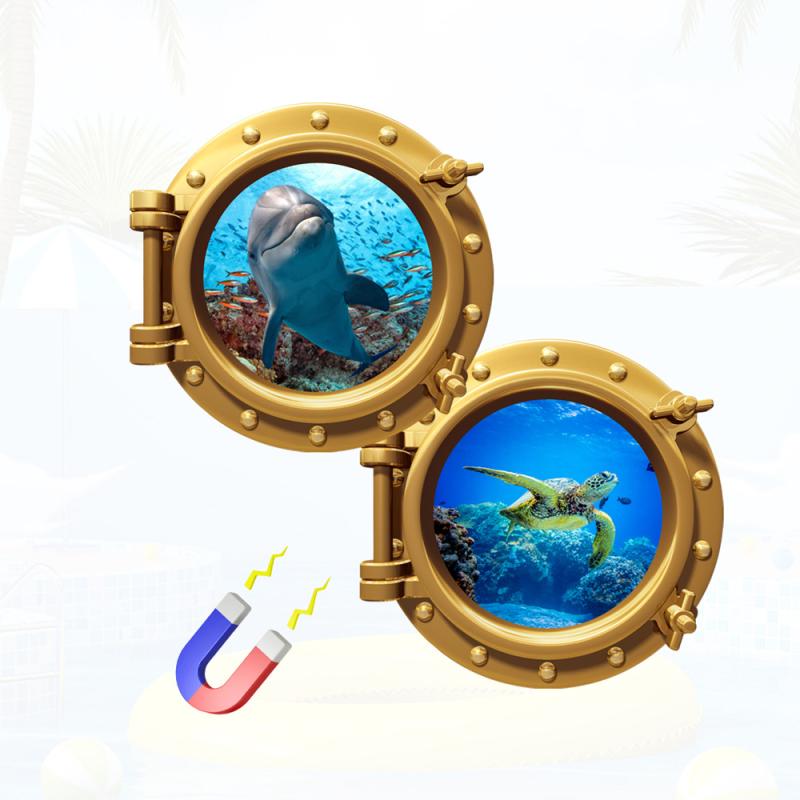 マグネットステッカー イルカ ウミガメ 強力マグネット式 貼ってはがせる 防水 耐久性 車用 冷蔵庫用 ..