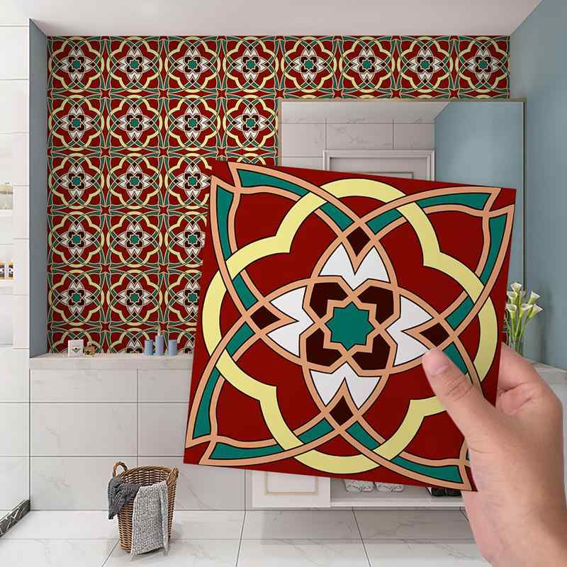 ウォールステッカー 防水 防油 防汚 防カビ キッチン 洗面所 浴室 トイレ タイル 壁面 自己粘着 シール レトロ ヴィンテージ アンティーク おしゃれ リメイク DIY PVC素材 光沢 マット 厚手(x2)