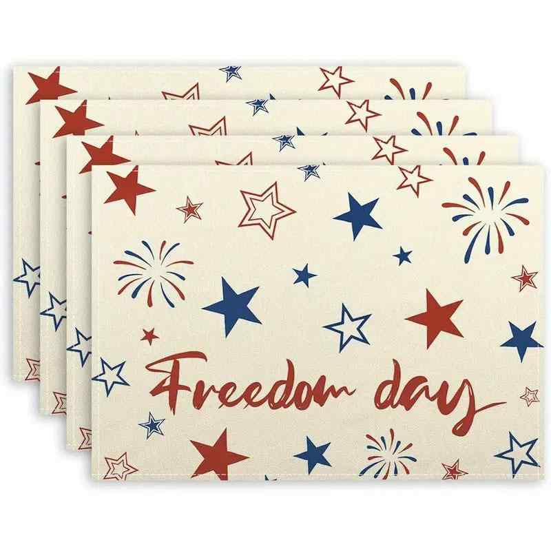 ランチョンマット 洗える ポリエステル製 おしゃれ アメリカンデザイン アメリカ独立記念日 メモリアルデー 季節の飾り 食卓用 パーティー テーブル装飾 30x45cm(x4)