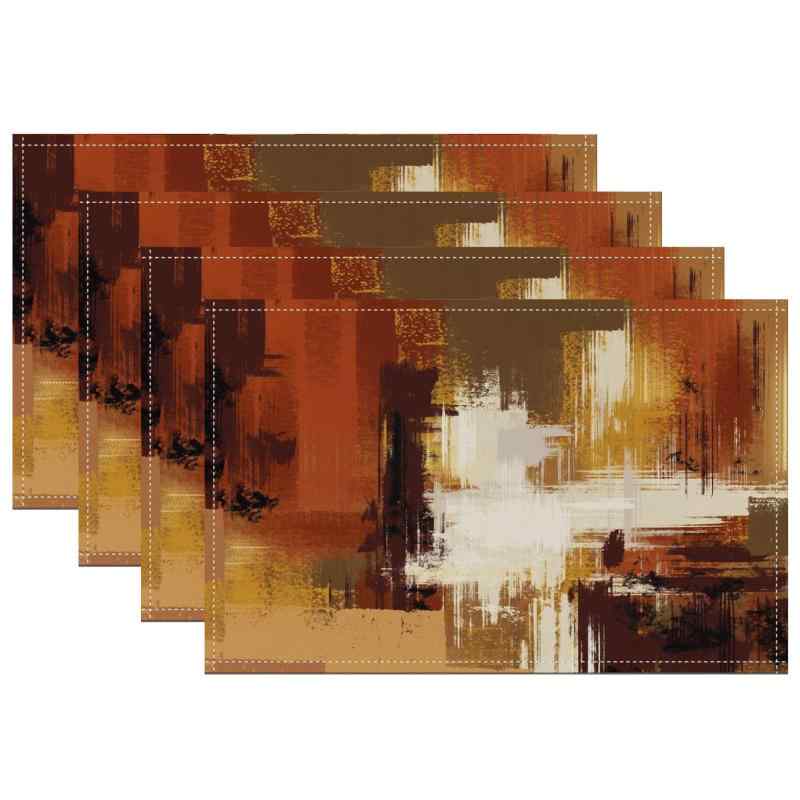 ランチョンマット ポリエステル素材 大理石風 ボヘミアン柄 幾何学模様 アメリカンスタイル リビング ダイニング 食卓用 おしゃれ インテリア装飾(x4)