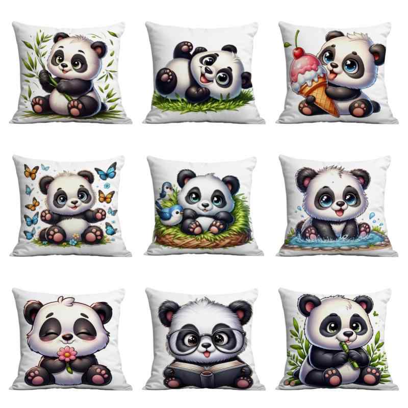 クッションカバー かわいい パンダ柄 寝室 リビング ソファ用 ベッドルーム ヘッドボード おしゃれ 高..