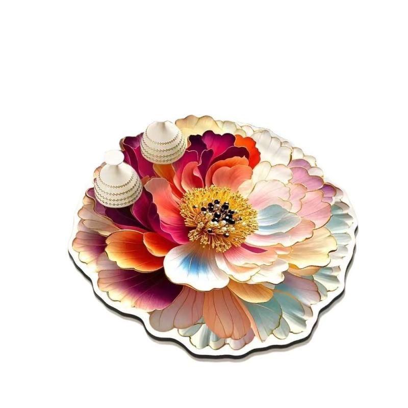 ランチョンマット 珪藻土 吸水 速乾 花柄 異形 ソフトマット キッチン 水切り 耐熱 断熱 コースター バーカウンター テーブルマット おしゃれ 高級感 多機能 防汚 リビング ダイニング(x2)