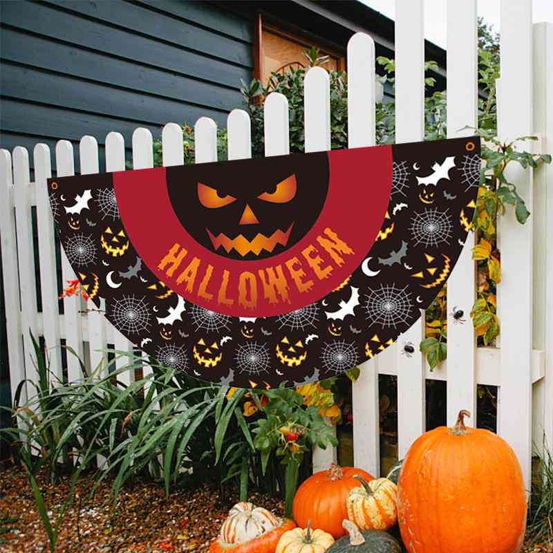 旗 ハロウィン 扇形 吊り下げ 軽量 耐久性 ポリエステル製 バナー デコレーション パーティー イベント 装飾 屋外 簡単設置
