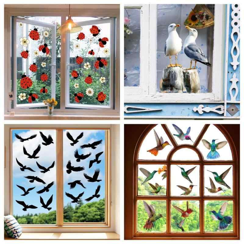 窓用フィルム 静電吸着 透明 小鳥柄 カラフル 春夏 ヨーロピアンスタイル デコレーション リビング 寝..