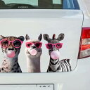 ウォールステッカー 防水 防汚 防カビ 貼ってはがせる PVC製 かわいい ピンク目 シャボン玉 シマウマ ヒョウ アルパカ ガラス 窓 壁 車用 シール(x2)