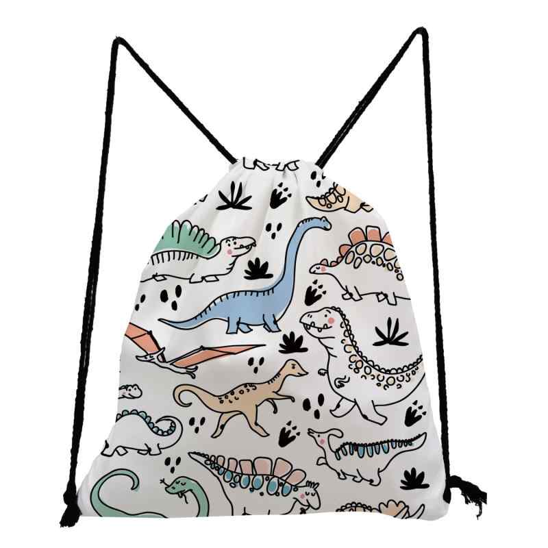 ナップサック キッズ 小学生 男女兼用 かわいい恐竜柄 プリント 通気性 耐摩耗性 丈夫 ポリエステル 通..