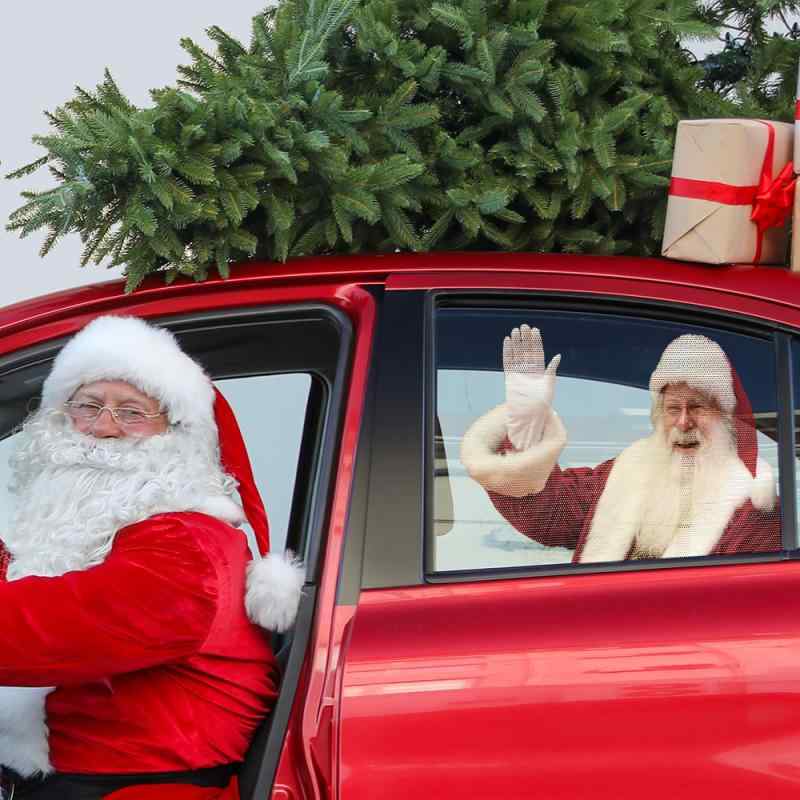 車用ステッカー クリスマス サンタクロース かわいい キャラクター PVC 半透明 貼るだけ簡単 粘着シー..