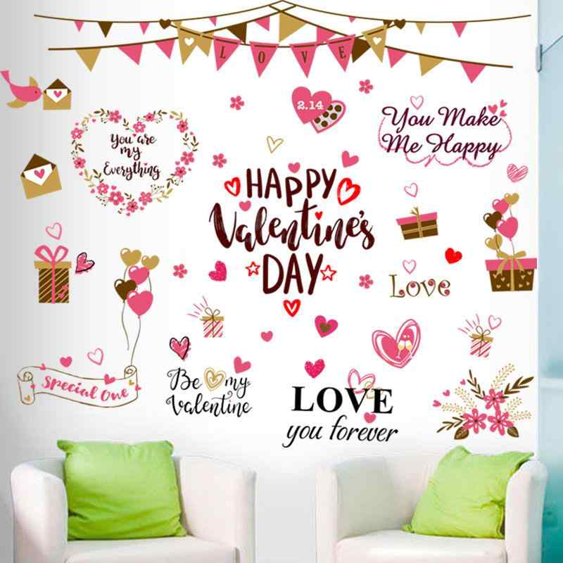 ウォールステッカー ロマンチック バレンタインデー 恋人 カップル デコレーション リビング 寝室 部屋..