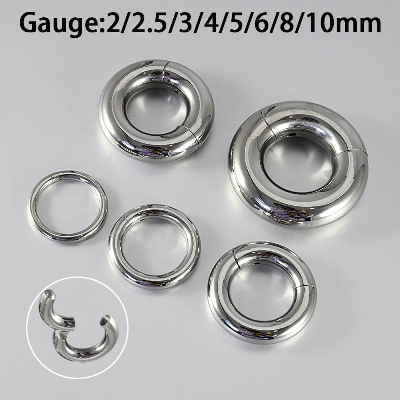 ボディピアス 男女兼用 ユニセックス ステンレス製 鏡面仕上げ ポリッシュ 大きめ ラウンド フープ 鼻ピアス 耳ピアス 耳拡張器 トンネルピアス イヤーロブ 2mm 3mm 4mm 5mm 6mm 8mm 10mm ゲージ パンク ストリート(x2)