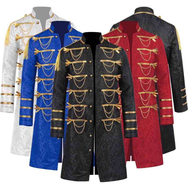 ステージ衣装 メンズ 宮廷風 中世風 ミリタリー風 ジャガード織り スパンコール チェーン 司会 MC DJ ..