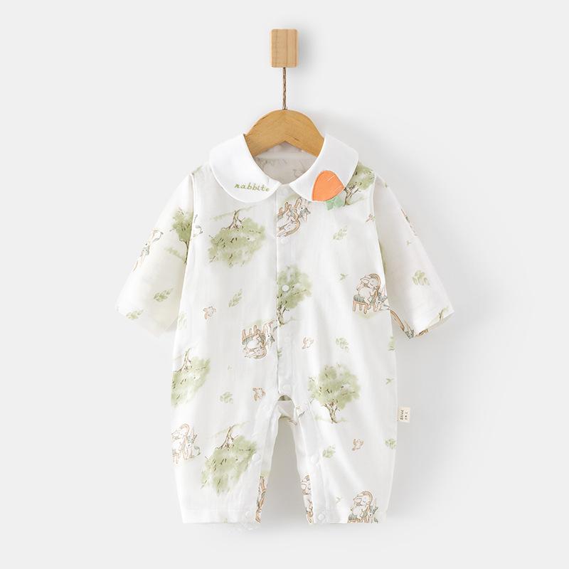 ロンパース ベビー 新生児 子供服 男の子 女の子 春夏 薄手 軽量 ガーゼ 綿100% 長...
