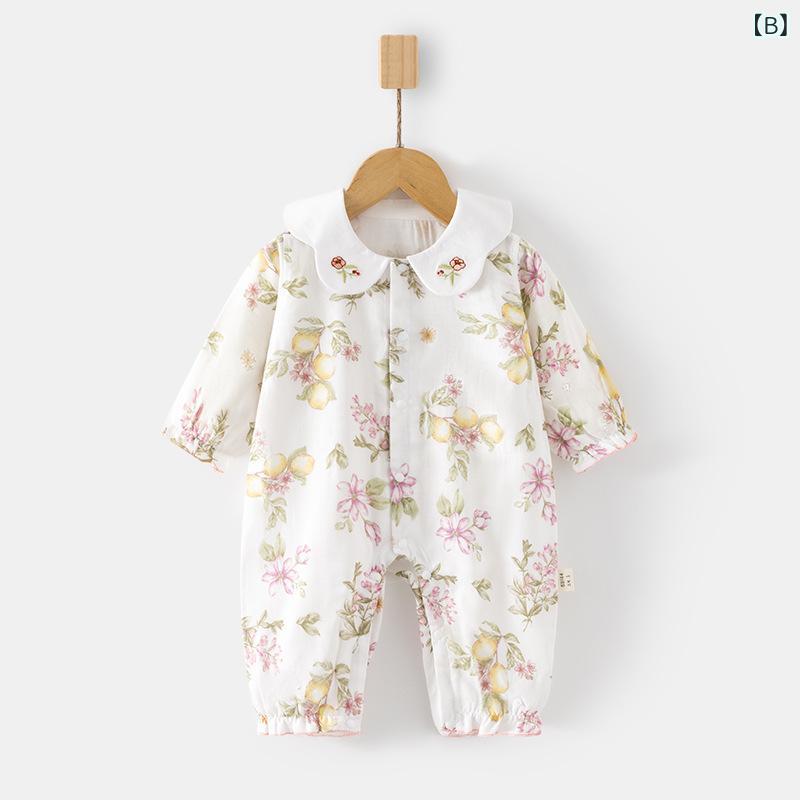 ロンパース ベビー 新生児 子供服 男の子 女の子 春夏 薄手 軽量 ガーゼ 綿100% 長...