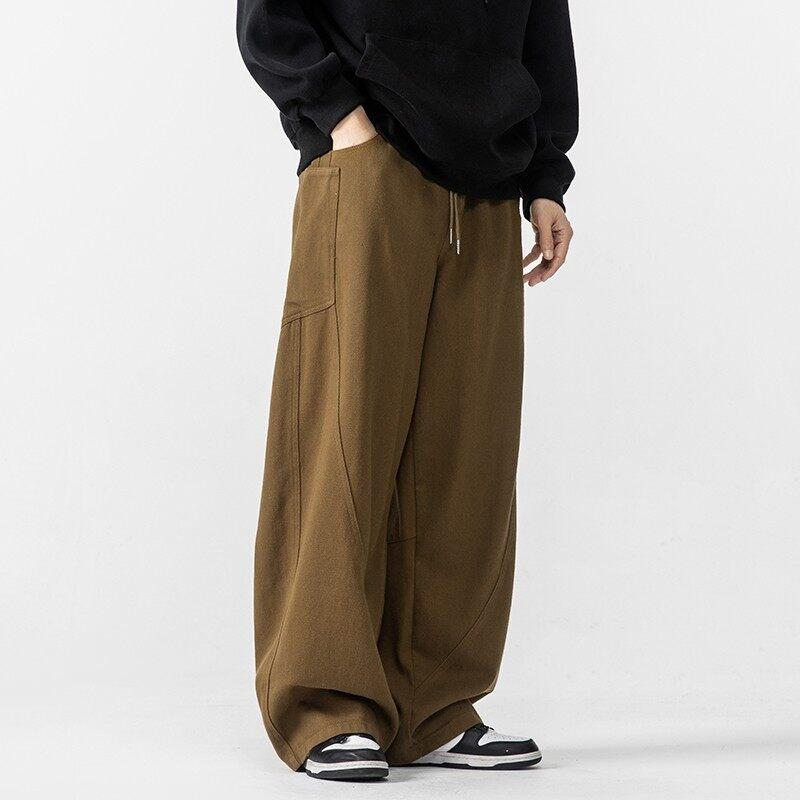Cargo Pants - カーゴパンツ メンズ 大きいサイズ ゆったり ストレート イージーケア 多機能ポケット ウエストゴム 紐付き 春 無地 綿混 カジュアル トレンド 日系
