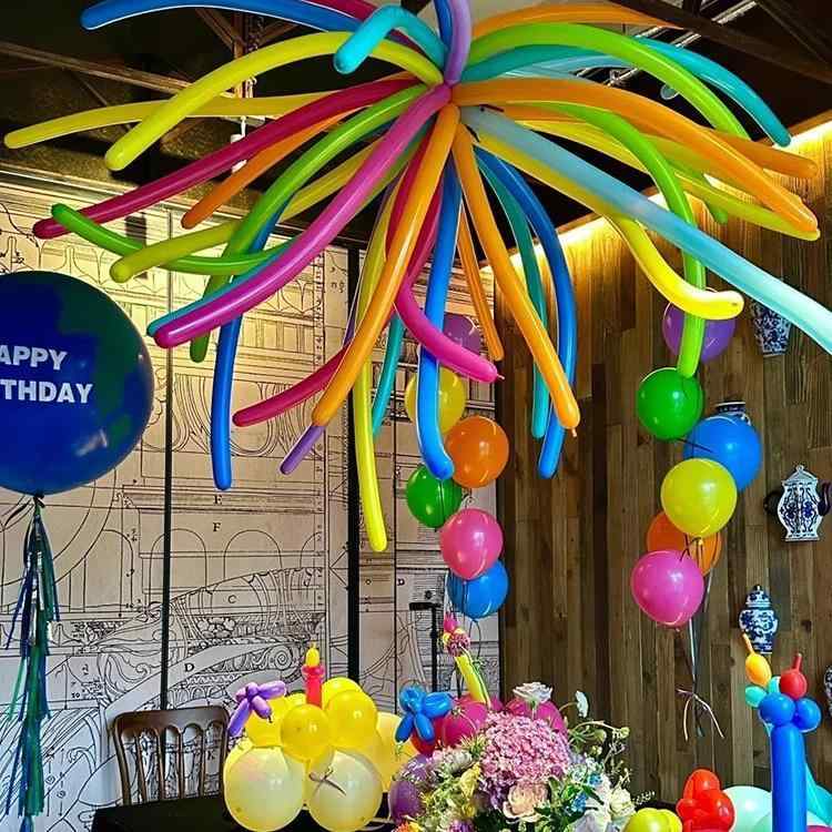 バルーン キッズ 誕生日 パーティー デコレーション 新学期 小学校 イベント 飾り付け 260 マジックバルーン ツイスト 細長い風船 花火 ラテックス製 カラフル ミックスカラー