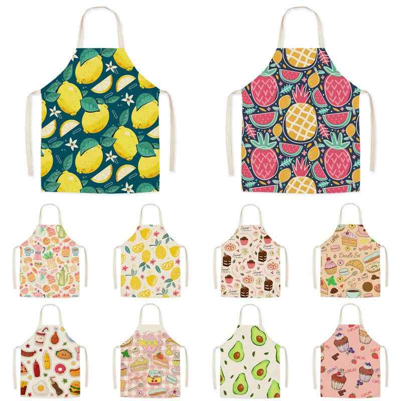エプロン 親子 家族用 撥水 防汚加工 フルーツ柄 リネン風 袖なし ポリエステル素材 フリーサイズ 男女兼用 子供用 キッチン 料理 料理教室 ガーデニング カフェ 作業用 おしゃれ かわいい(x2)