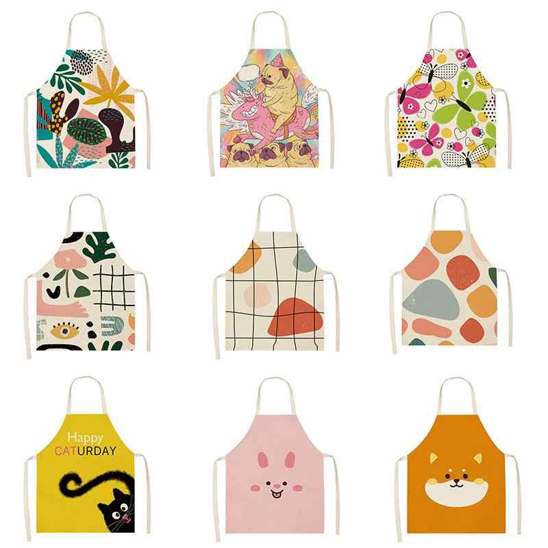 エプロン 男女兼用 ポリエステル ノースリーブ 首掛け デジタルプリント柄 防汚 キッチン用 耐久性 フ..