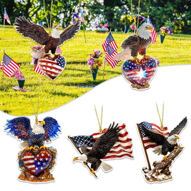 オーナメント アクリル 2D平面 ワシ 国旗 デザイン おしゃれ レトロ クリエイティブ 吊り下げ式 多用途 リビング インテリア雑貨 車用 カーアクセサリー バッグチャーム(x2)