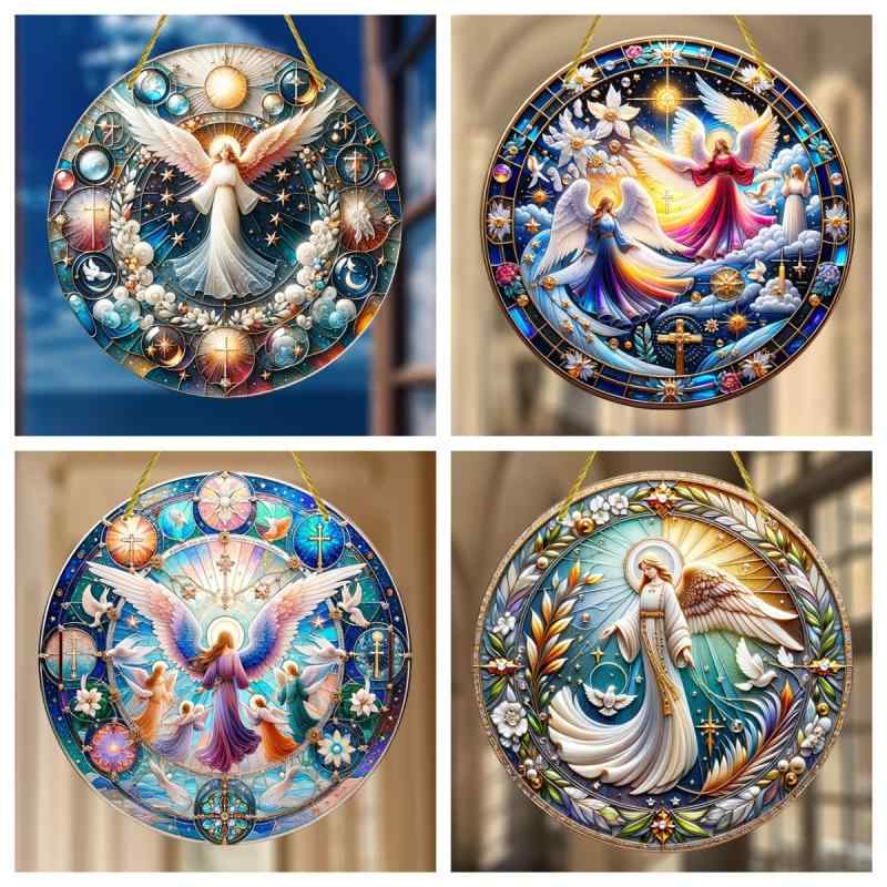 オーナメント アクリル製 吊り下げ飾り 玄関 窓 屋外用 おしゃれでかわいい個性的なデザイン 天使 星 ..