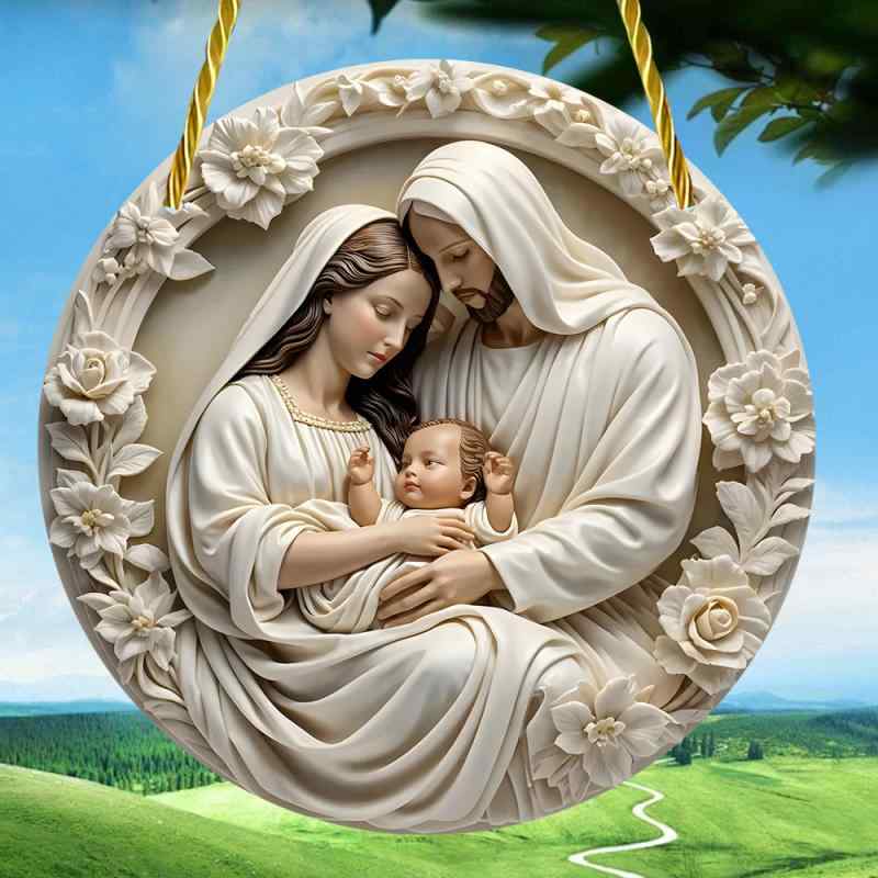 オーナメント クリスマス 降誕飾り 心温まる 窓飾り 玄関飾り 屋外装飾 吊り下げ アクリル製 円形プレ..