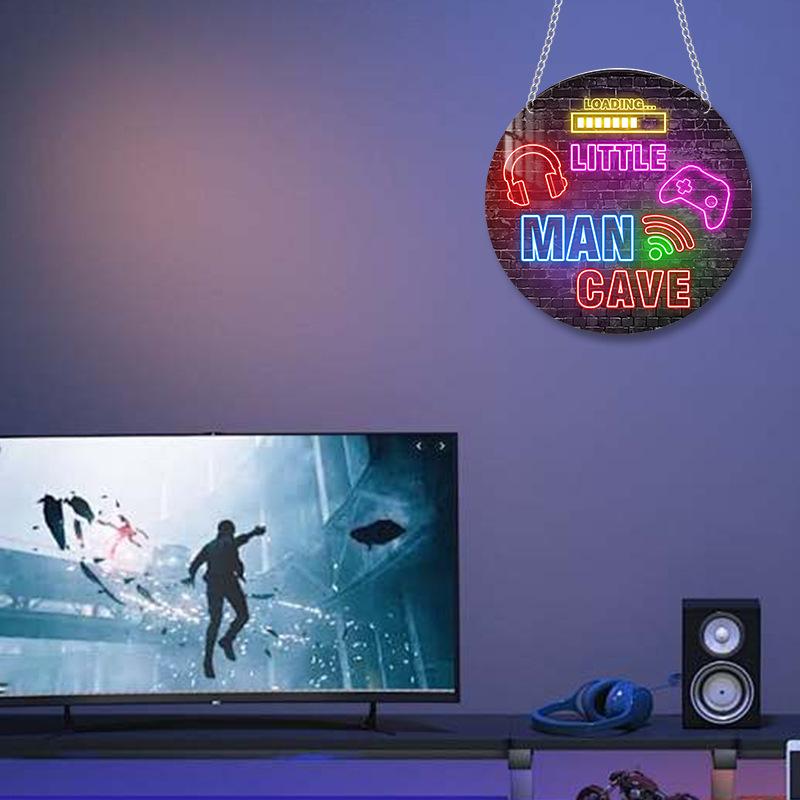 ウォールデコ ゲームコントローラー ゲーミングルーム 壁掛け アクリル製 丸型 チェーン付き 音符モチ..