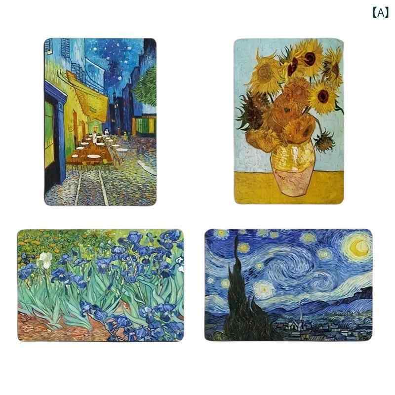 冷蔵庫マグネット ゴッホ ひまわり 星空 名画 アート 絵画 メモ 伝言板 樹脂製 シンプル おしゃれ かわいい インテリア 壁飾り ミニサイズ デザイン 4枚セット(x2)