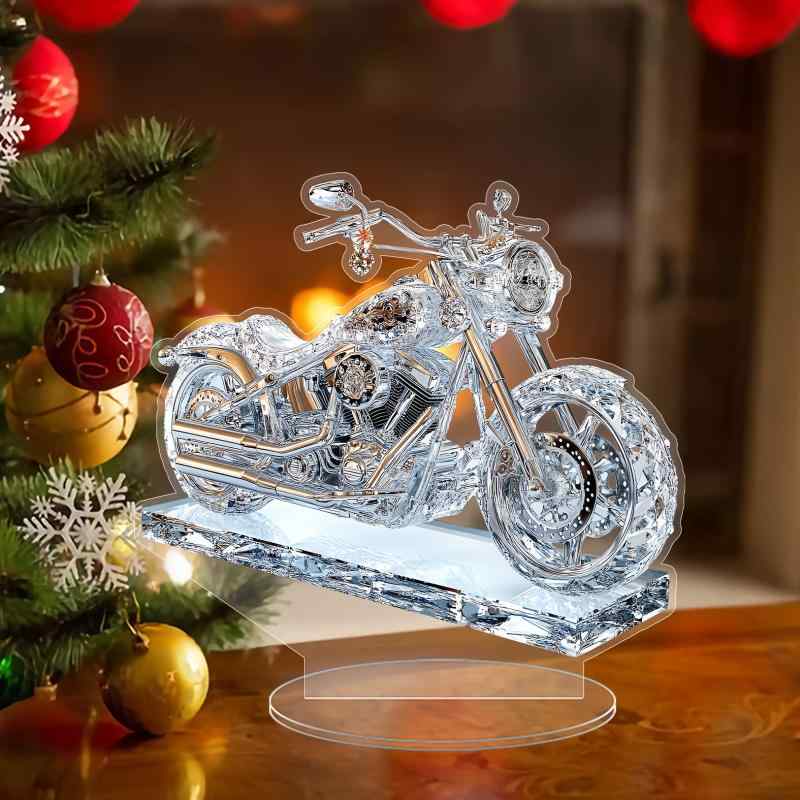 卓上オブジェ アクリル製 オートバイ モーターサイクル 2Dデザイン 透明 クリア ホワイト デスク オフ..