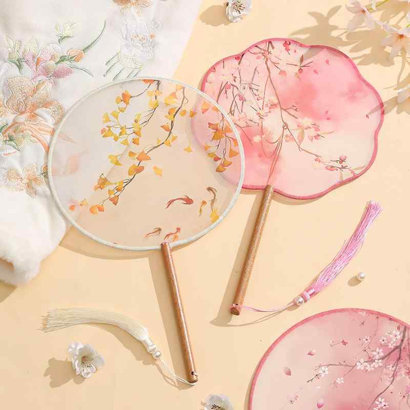 団扇 両面刺繍 蘇州刺繍 中国風 古典柄 絹織物 円形 丸型 漢服 チャイナドレス 舞踊 舞台 演劇 衣装 装..