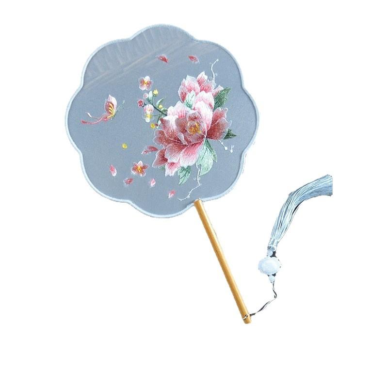 団扇 刺繍 両面刺繍 蘇州刺繍 絹製 木製 漢服 古風 中国風 舞扇 中国舞踊 舞台 演劇 コスプレ 撮影小物..