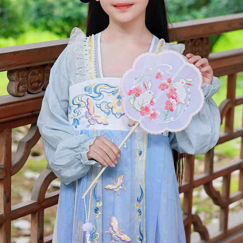 団扇 キッズ 刺繡 古風 中国風 民族風 漢服 撮影アイテム 舞台演出 舞踊 コスプレ イベント 小道具 花..