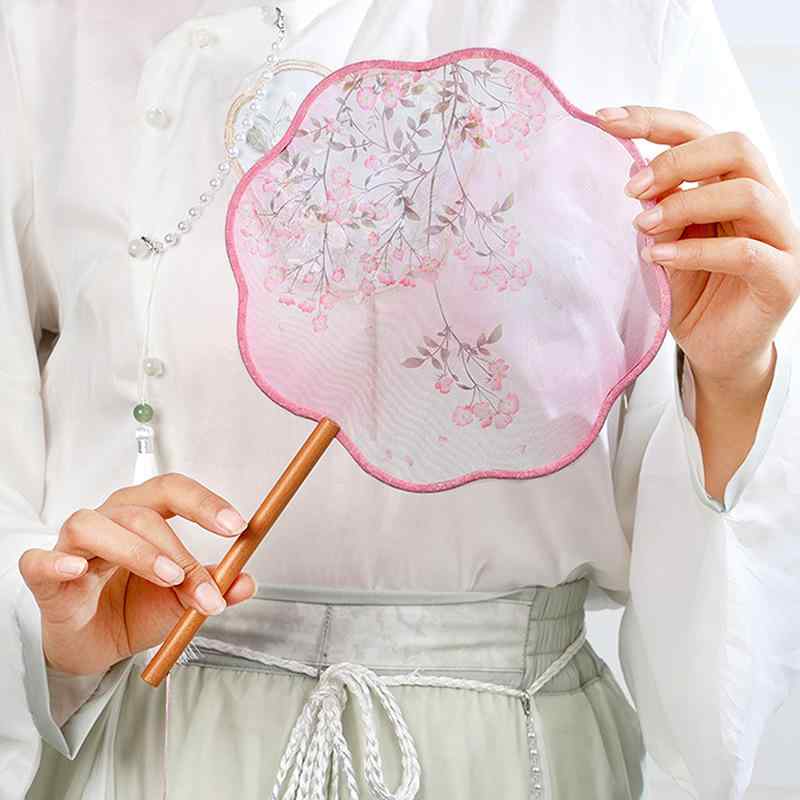 うちわ レディース キッズ 半透明 ロングハンドル タッセル付き 古風 中華風 舞踊扇 時代衣装 漢服 チ..