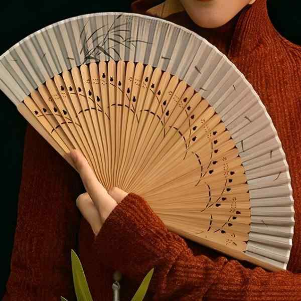 扇子 レディース 携帯用 折りたたみ 竹製 綾絹 中国風 古典柄 和装小物 浴衣 着物 舞台 ダンス 夏用 ミ..