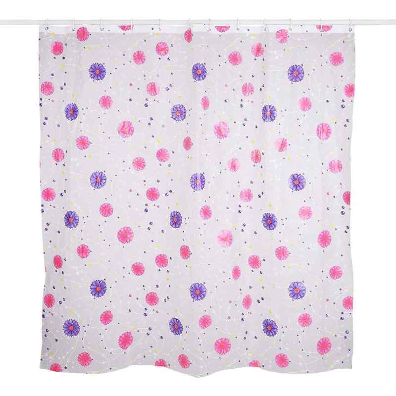 シャワーカーテン 防水 カラフル ピンク 花柄 ポリエステル製 おしゃれ モダン シンプル 浴室 浴槽 シャワー 間仕切り