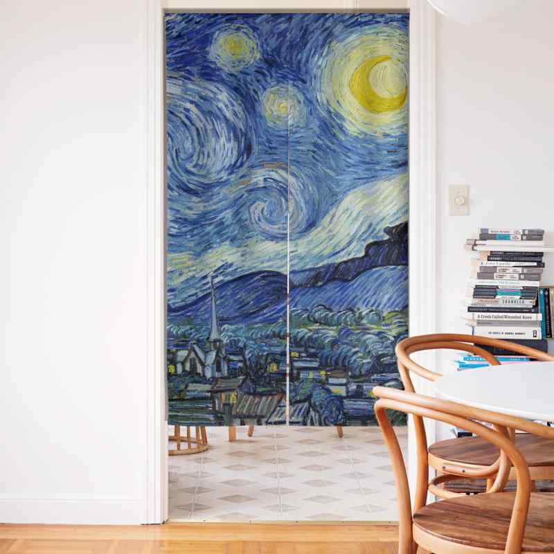 のれん 夜空 ゴッホ アート 絵画 デザイン おしゃれ 間仕切り 目隠し 風水 玄関 キッチン 寝室 リビング 書斎 ダイニング インテリア 壁飾り 模様替え 新築祝い 引越し祝い ポリエステル製 モダン