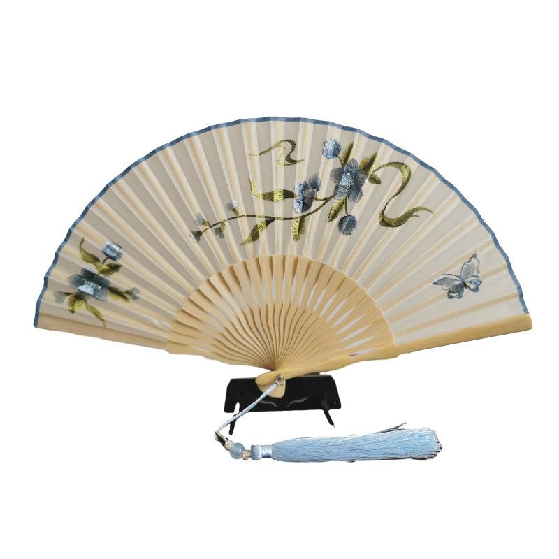 扇子 レディース 折りたたみ扇子 蘇州刺繍 絹製 竹製 古風 新中華風 漢服 チャイナドレス 和装 舞踊 ダ..